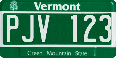 VT license plate PJV123