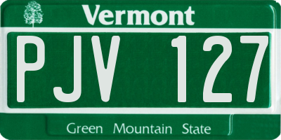VT license plate PJV127