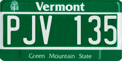 VT license plate PJV135