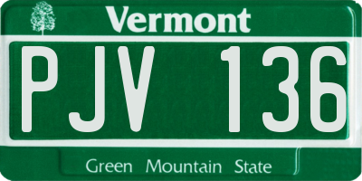 VT license plate PJV136