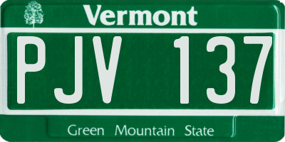 VT license plate PJV137