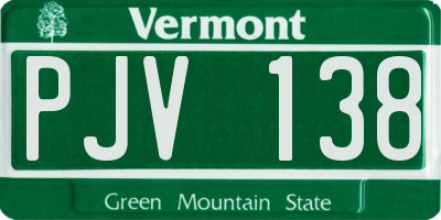 VT license plate PJV138