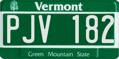 VT license plate PJV182