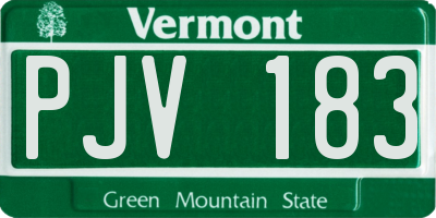 VT license plate PJV183