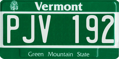 VT license plate PJV192