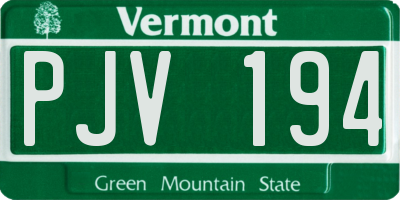 VT license plate PJV194