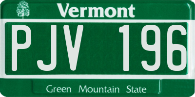 VT license plate PJV196