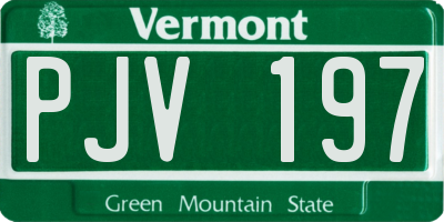 VT license plate PJV197