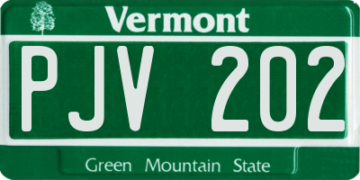 VT license plate PJV202