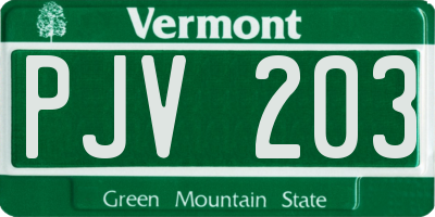 VT license plate PJV203