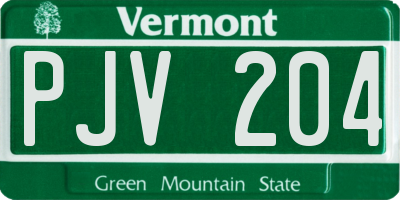VT license plate PJV204