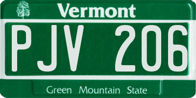 VT license plate PJV206
