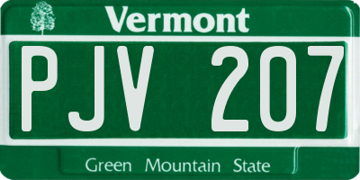 VT license plate PJV207