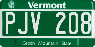VT license plate PJV208