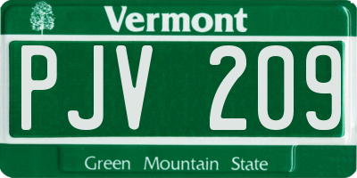 VT license plate PJV209