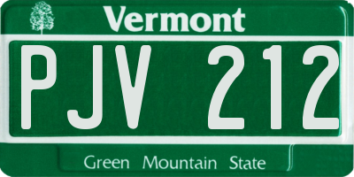 VT license plate PJV212