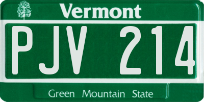VT license plate PJV214