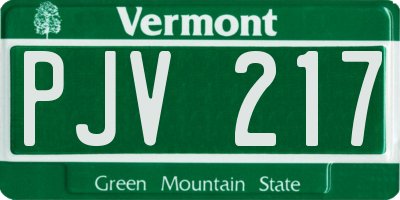 VT license plate PJV217