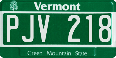 VT license plate PJV218