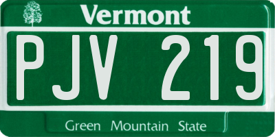 VT license plate PJV219