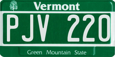 VT license plate PJV220