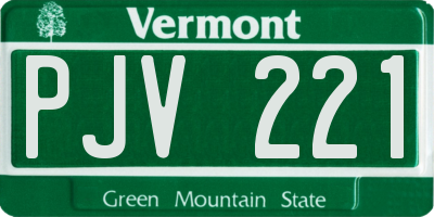 VT license plate PJV221