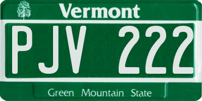 VT license plate PJV222