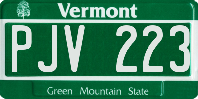 VT license plate PJV223