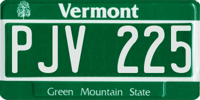 VT license plate PJV225