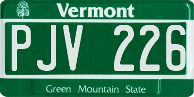 VT license plate PJV226