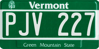 VT license plate PJV227