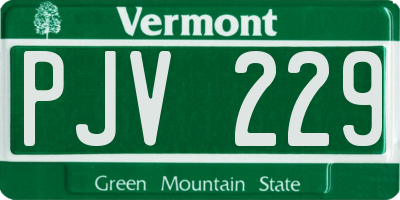 VT license plate PJV229