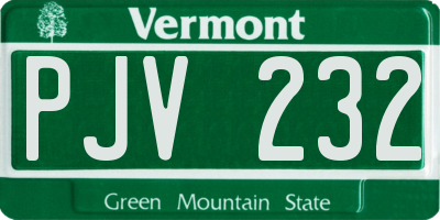 VT license plate PJV232