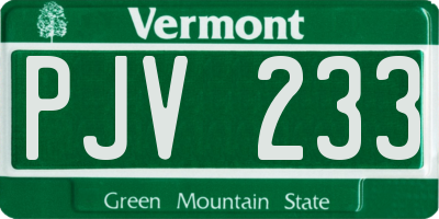 VT license plate PJV233