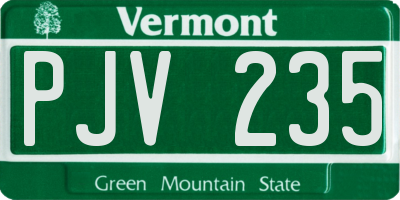 VT license plate PJV235