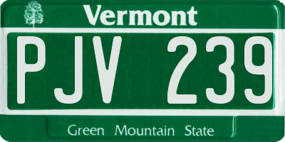 VT license plate PJV239
