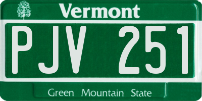 VT license plate PJV251