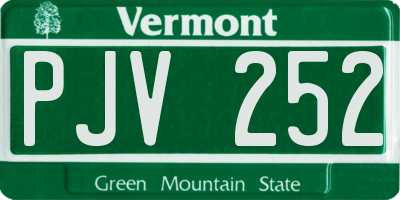 VT license plate PJV252
