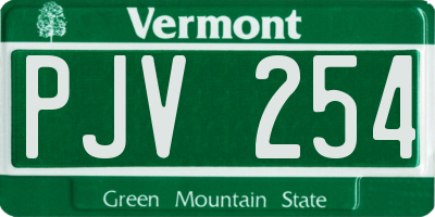 VT license plate PJV254