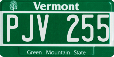 VT license plate PJV255