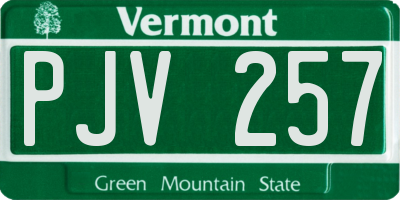 VT license plate PJV257
