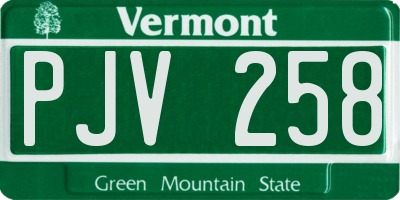 VT license plate PJV258
