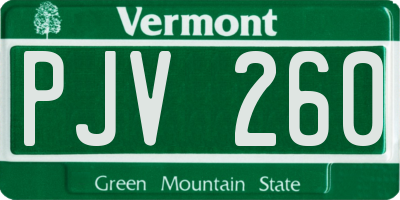 VT license plate PJV260