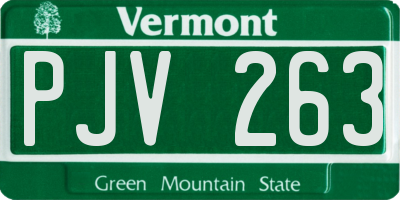 VT license plate PJV263