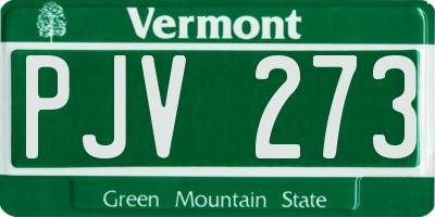 VT license plate PJV273