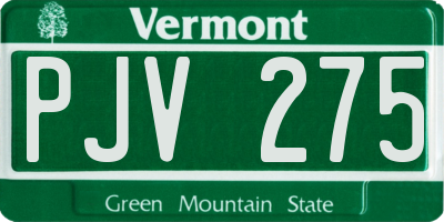 VT license plate PJV275