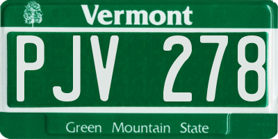 VT license plate PJV278