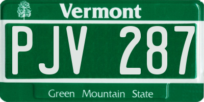 VT license plate PJV287