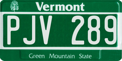 VT license plate PJV289