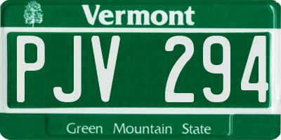 VT license plate PJV294